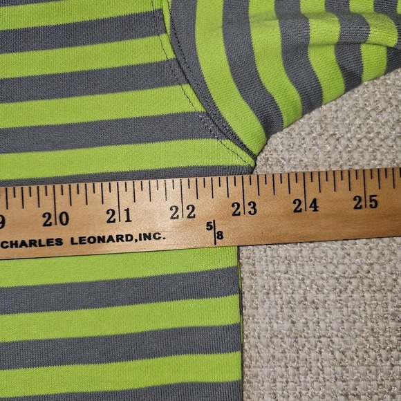 Anrabess Striped Lime Green and Grey Knit Henley Sweatshirt Size S - Picture 2 of 6